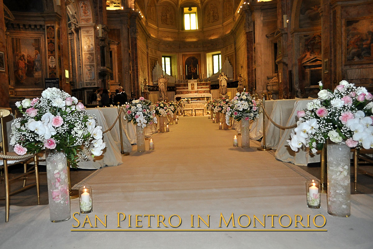 Floral Arrangement for Wedding in San Pietro in Montorio Church